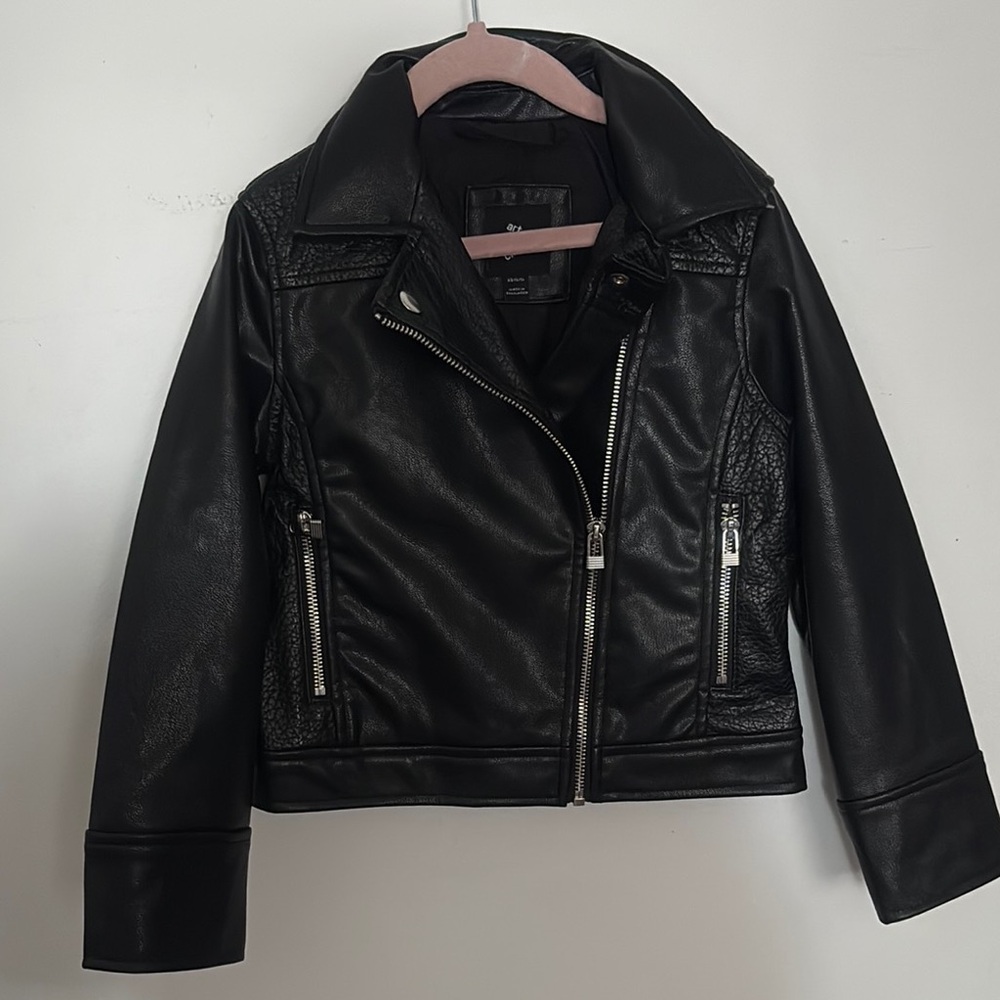 Art Class Black Faux Leather Jacket for Kids